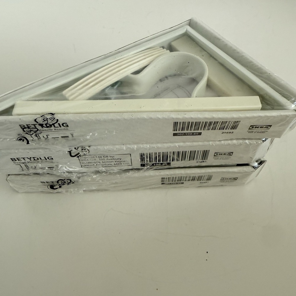 IKEA BETYDLIG Curtain Rod Wall Ceiling Bracket Holder Lot Of 3 White 302.198.89 - Picture 2 of 6